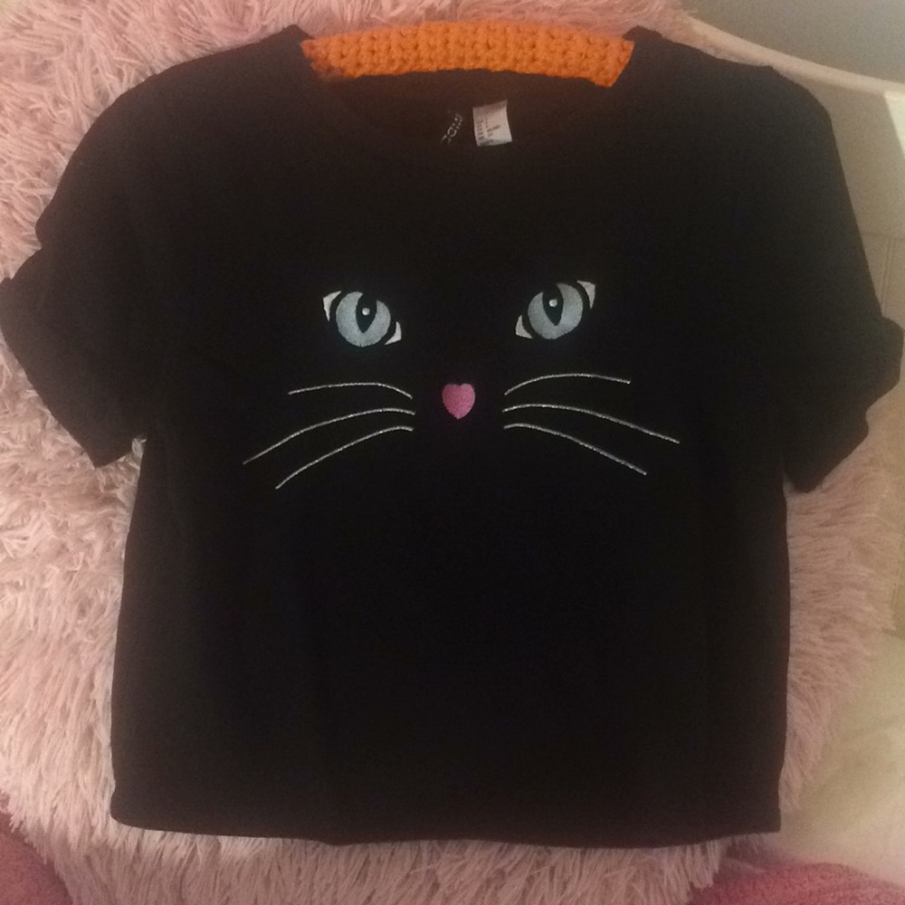 Black Cat Crop Top